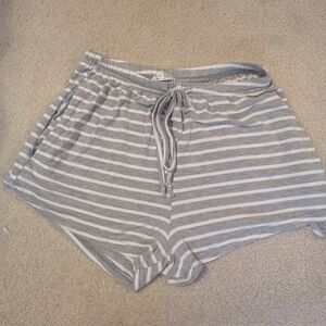 Ekouaer Size Small Striped Gray Women's Sleep Shorts